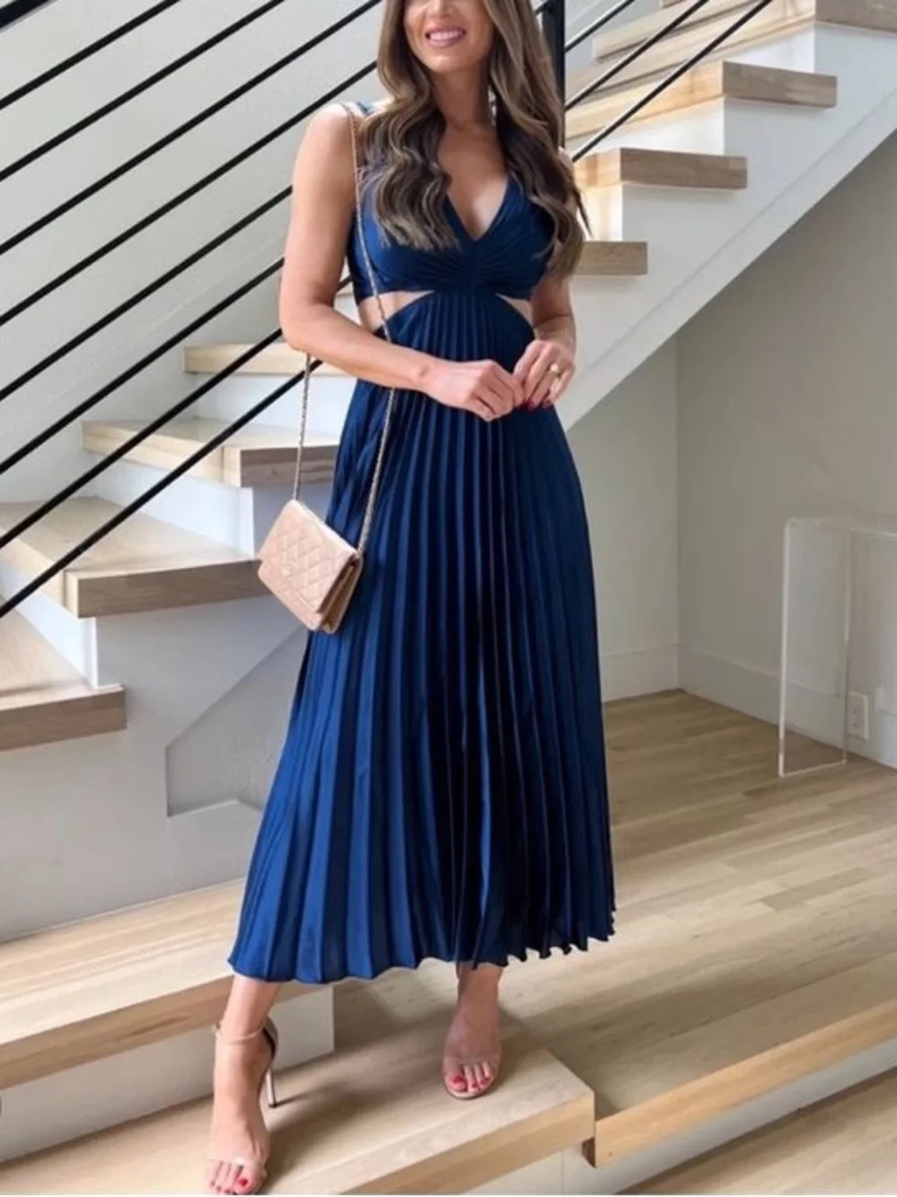 Abercrombie Giselle Pleated Cutout Maxi Dress